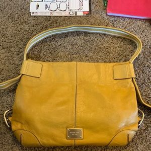 Gold leather michael kors shoulder bag great shape